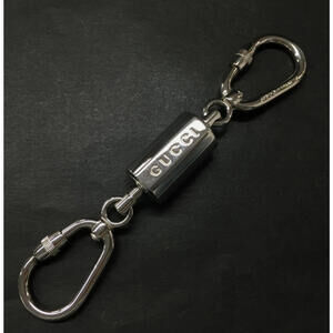 Gucci Logo Carabiner Silver Tone Key Ring Bag Charm
